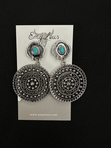 Medero Turquoise and Silvertone Earrings