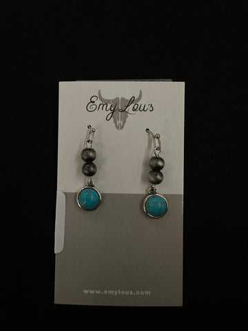 Eagle Lake Naja Turquoise & Silver Pearl Earrings