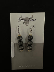 Black & White Marbled Bead Earring