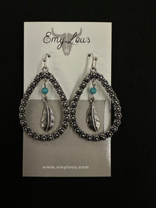 Silvertone Feather Willa Teardrop Earrings