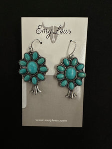 Turquoise Beaded Single Squash Blossom Earrings