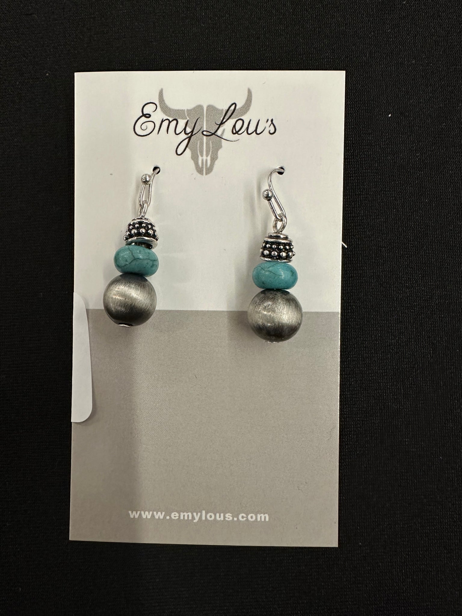 Turquoise Western Ways Silver Pearl Earrings