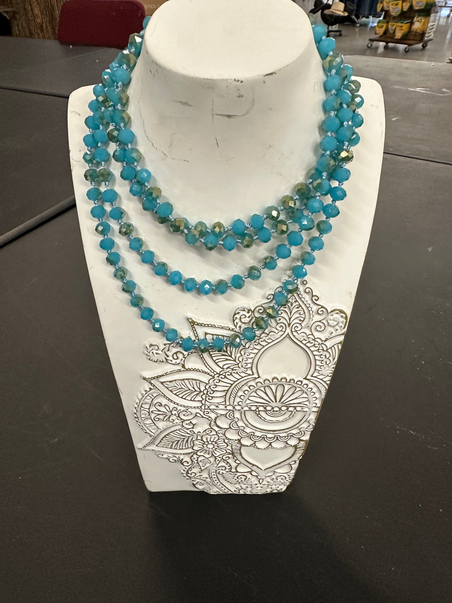 blue bead necklace