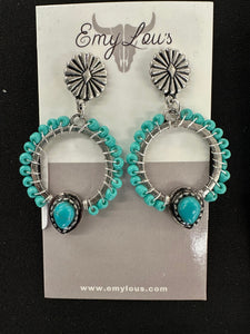 Turquoise Sea Cliff Beaded Hoop Earrings