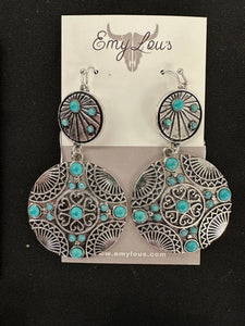 Lovewell Turquoise Beaded Silvertone Earrings