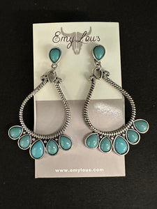 Crest Creek Turquoise and Silvertone Teardrop Earrings