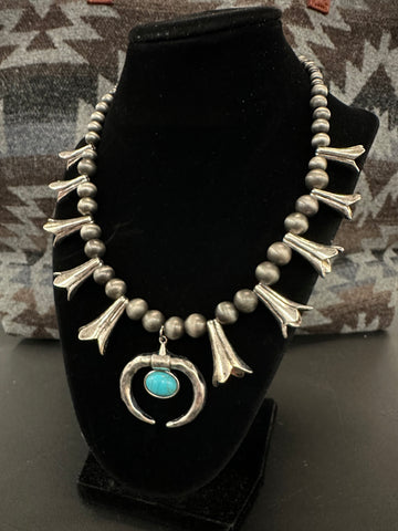 Turquoise Ramsey Squash Blossom Necklace