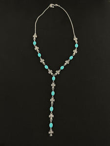 Parry Peak Turquoise and Silvertone Cross Y Necklace
