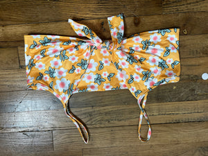 Yellow Floral Bikini Top
