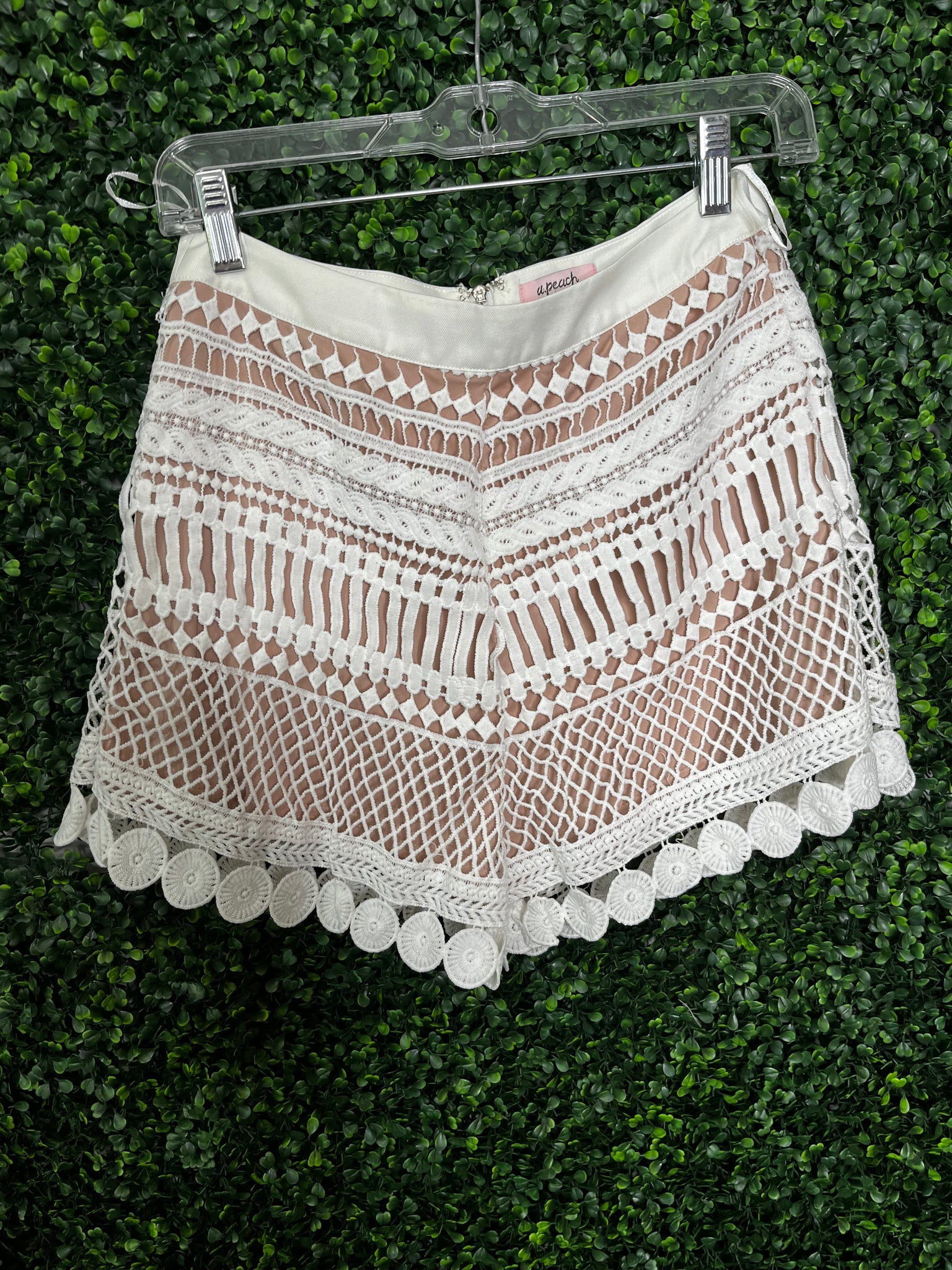 White Crochet Shorts