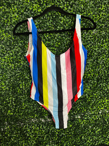 Multi colored striped 2024 one piece swimsuit