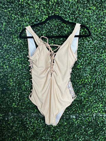 Tan Cutout One-Piece