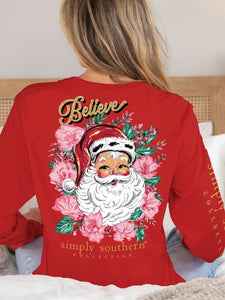 Simply Southern LS Floral Santa Tee