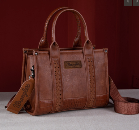 Wrangler Croc Print Concealed Carry Tote/ Crossbody - Cognac