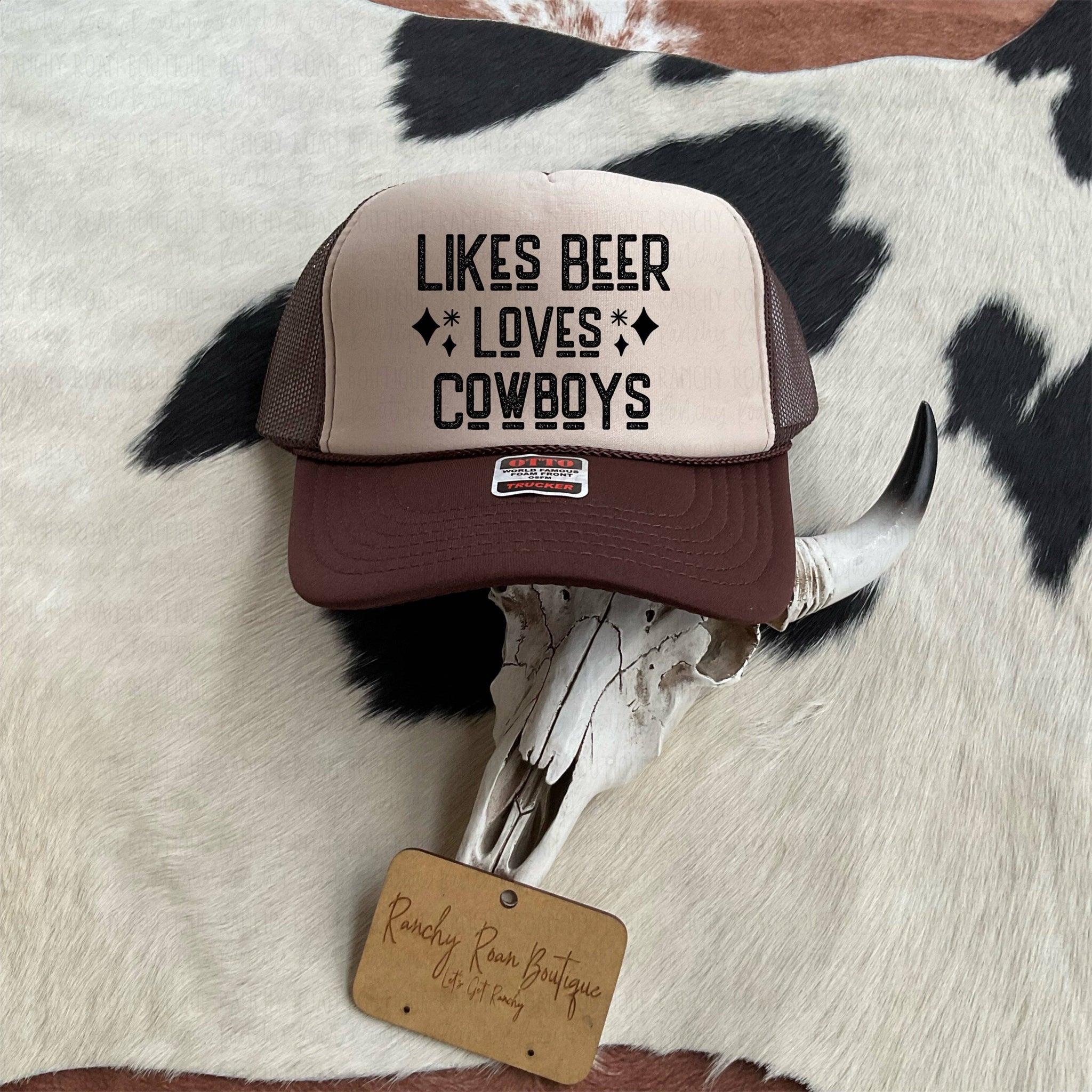 Likes Beer Loves Cowboys Western Foam Trucker Hat