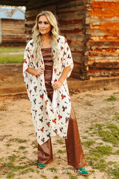 Plus Size Cream Rodeo Duster W Side Slits