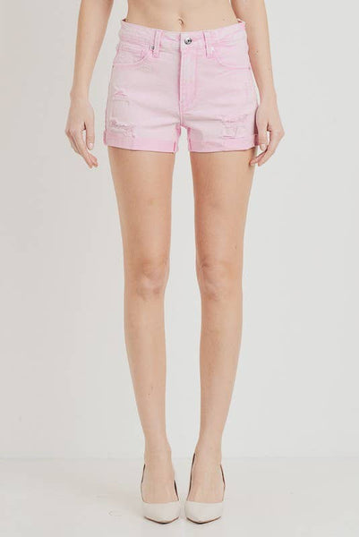 Mid Rise Distressed Denim Jean Shorts