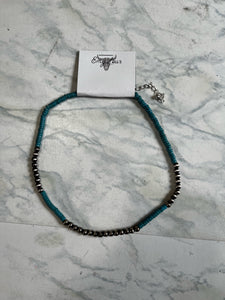 Turquoise Jolene Silver Pearl Necklace
