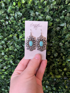 Turquoise Francis Creek Silvertone Earrings