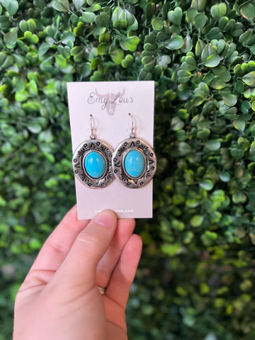 Turquoise Montara Silvertone Earrings