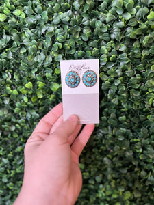 Hudson Turquoise Beaded Concho Earrings