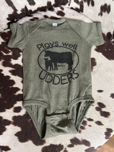 Plays Well with Udders onesie