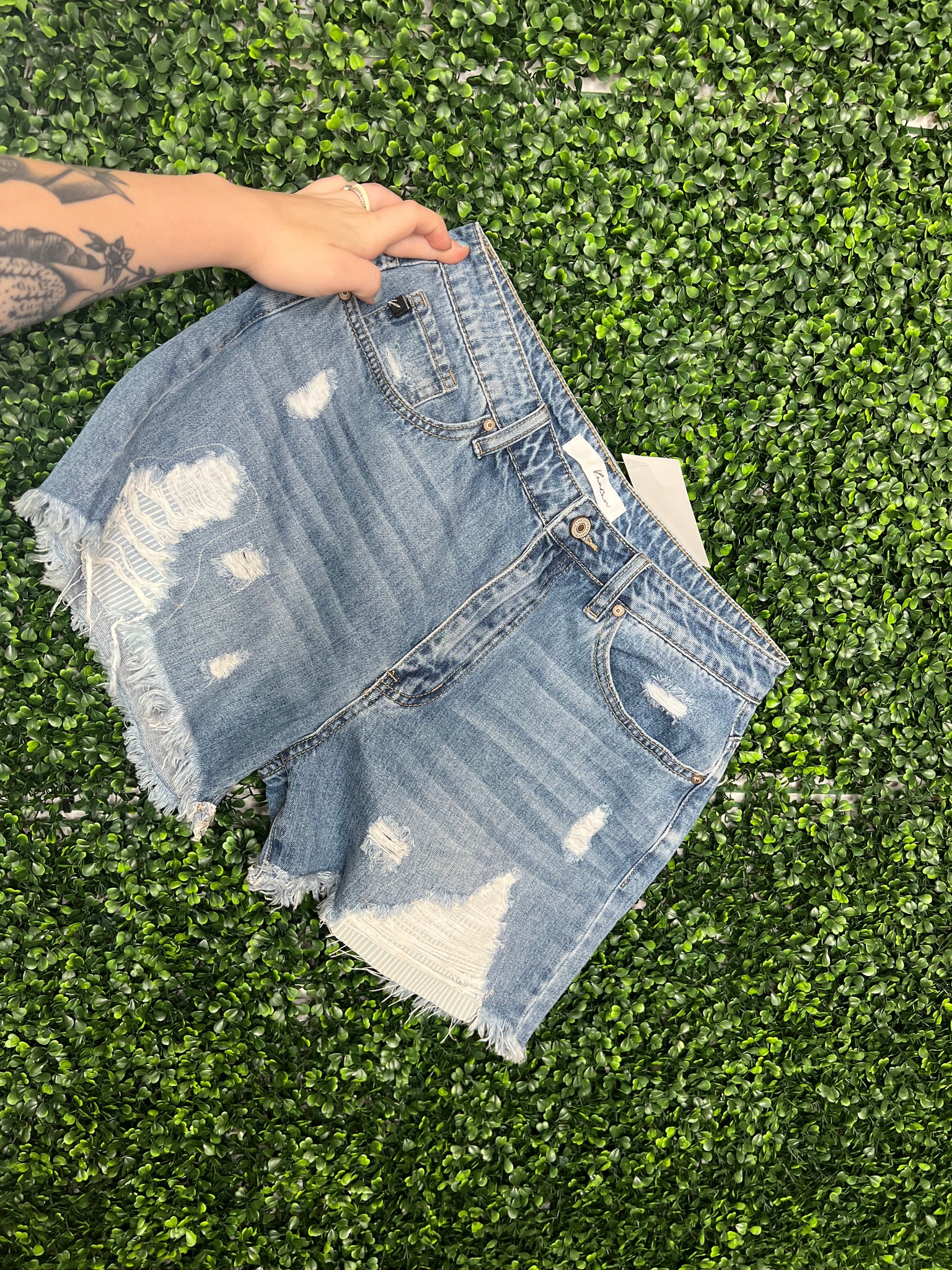 Kancan Distressed Patch Shorts