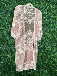 Contrast Lace Duster - Rose