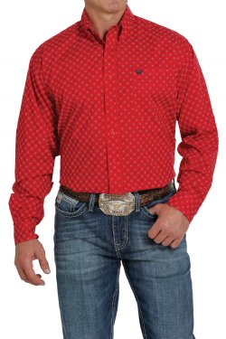 Men's Cinch Red Geo Shirt