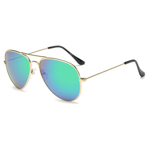 Oversized Aviator Sunglasses Gold/Violet Green