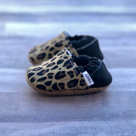 Kids Tan Leopard Moccasins