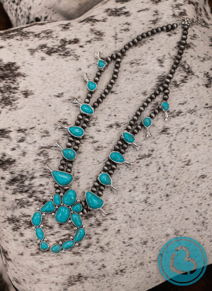 The Harper Squash Blossom Necklace in Turquoise