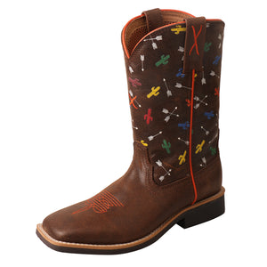 Youth Kid's Top Hand Boot - Brown/Arrow Cactus