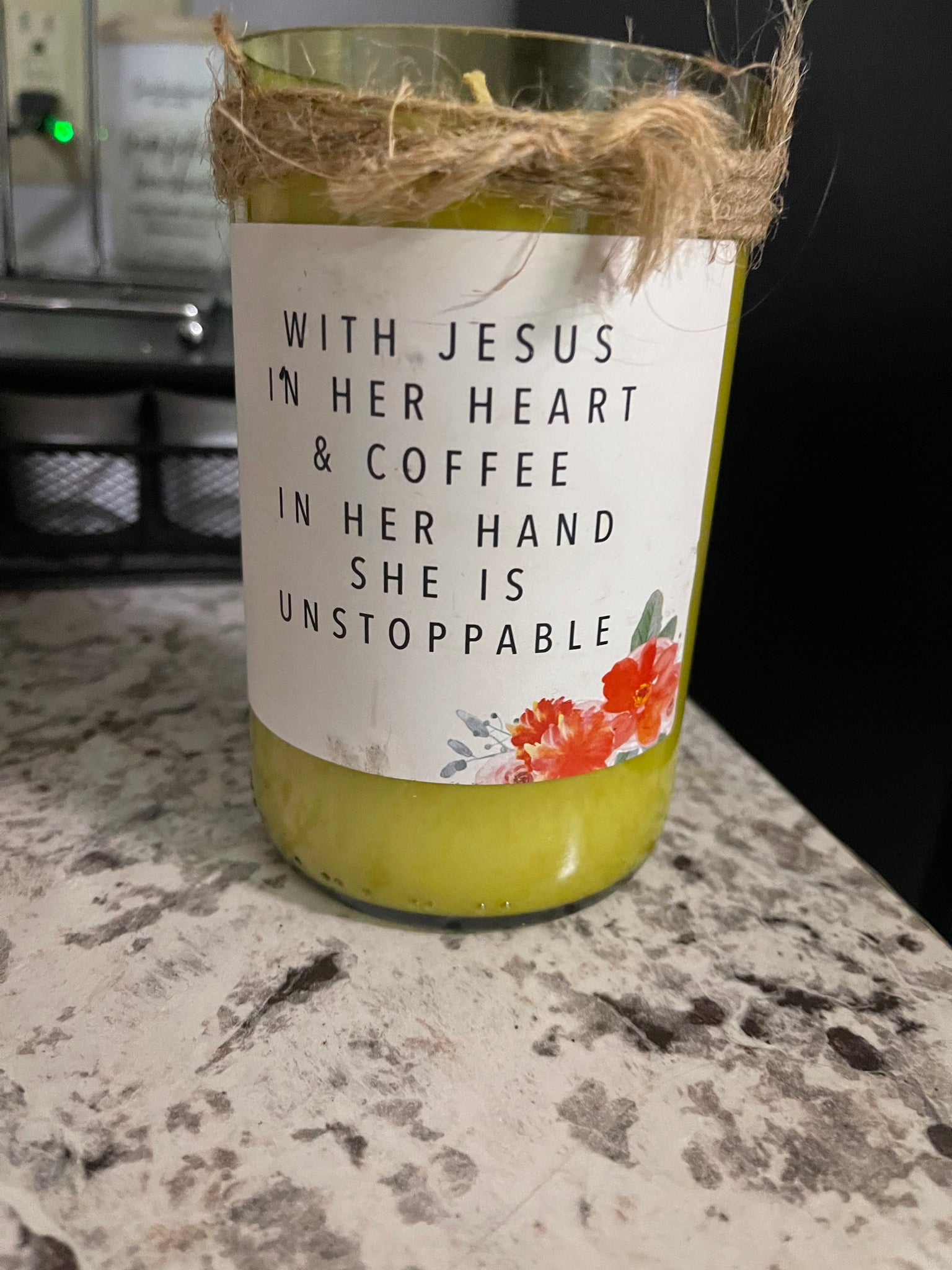With Jesus In Her Heart Candle- Yellow