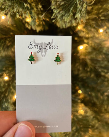 Small Christmas Tree Studs