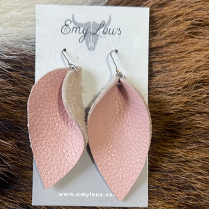 Pink Leather Cutout Dangles