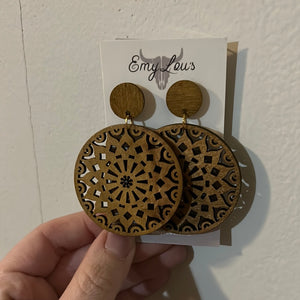 Wooden Mandala Earrings