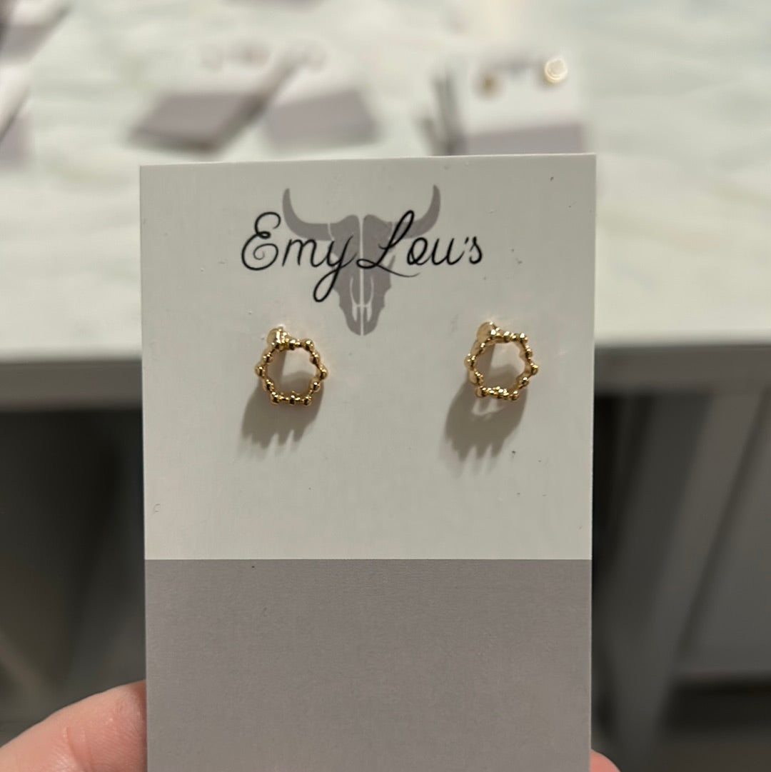 Simply Southern Textured Gold Hollow Hexagon Stud