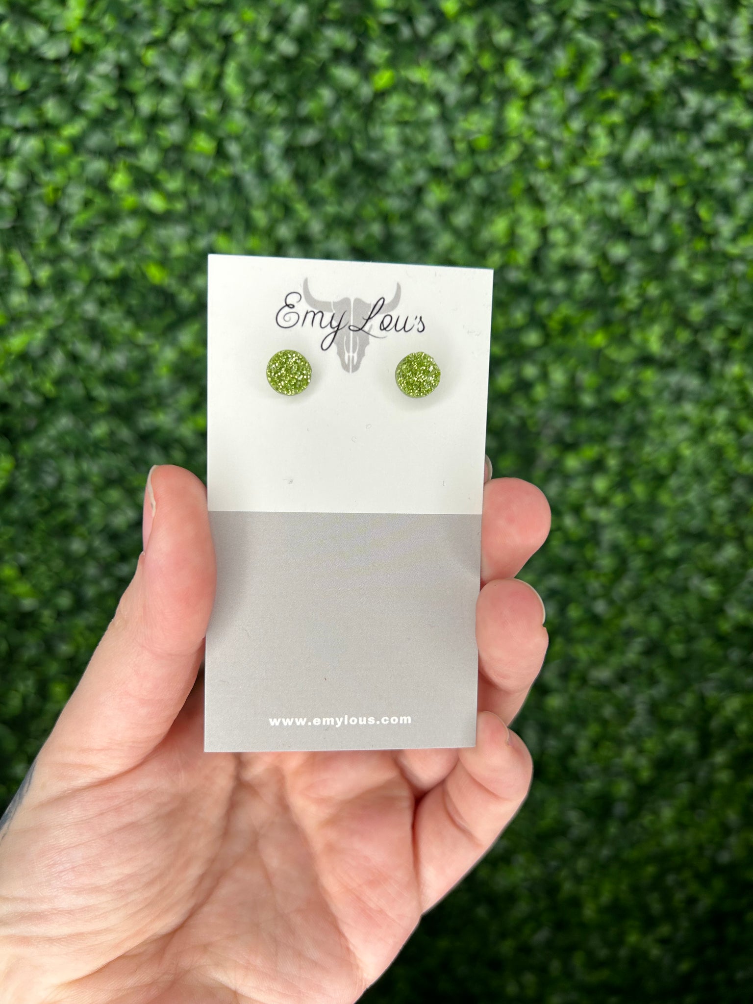 Small Sparkly Green Druzy Stud