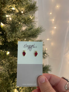 Gold and Red Christmas Bulb Studs