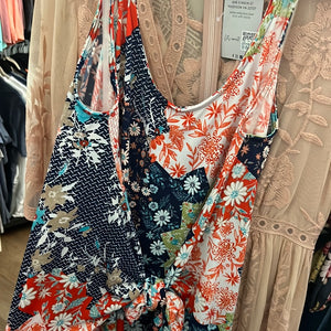 Coral & Navy Floral Knot Dress