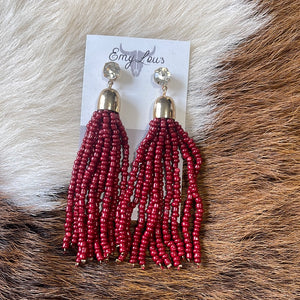 Beaded Gold and Rosewood Dangles