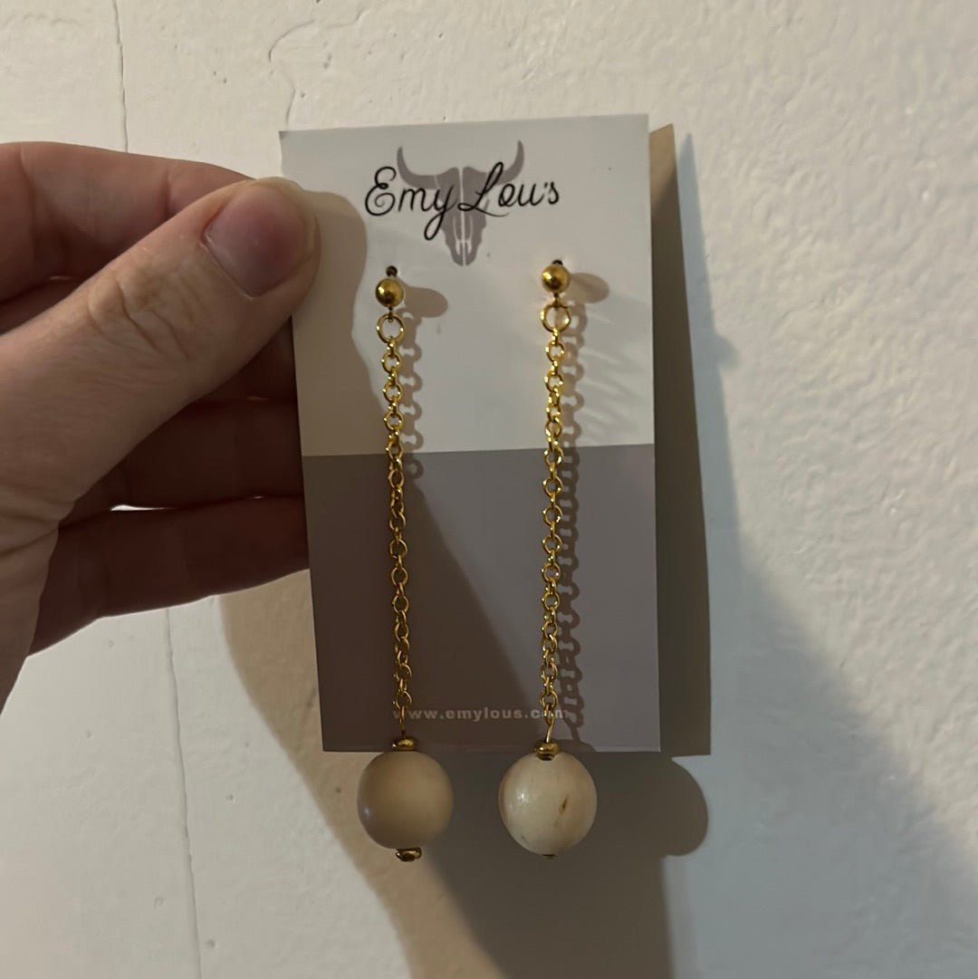 Gold and White Bead Dangle