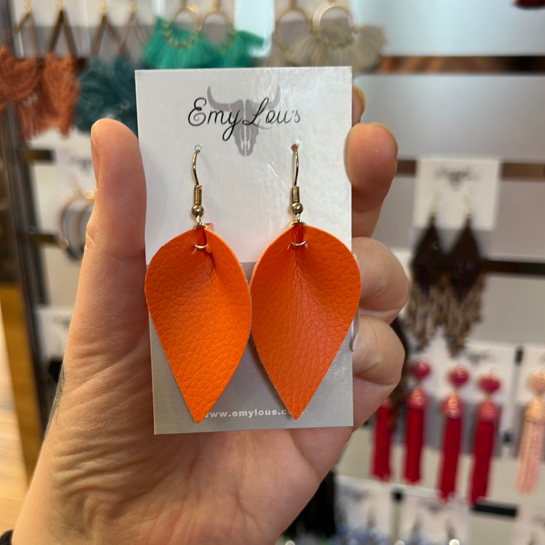 Orange Leather Earrings