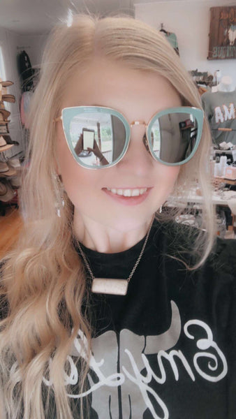 Oversized Teal Sunglasses
