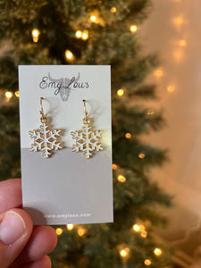 White and Gold Snowflake Dangles