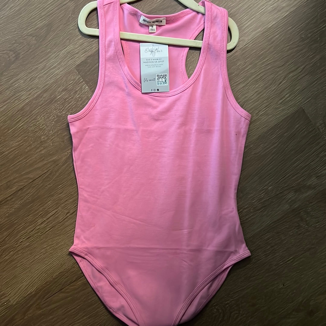 Pink Basic Tank Bodysuit