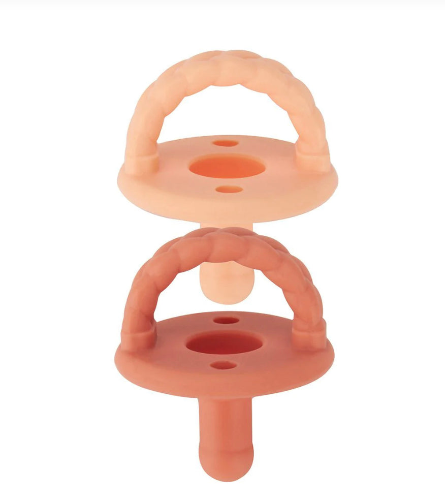 Sweetie Soother™ - Pacifier 2-Pack- Apricot & Terracotta Braids