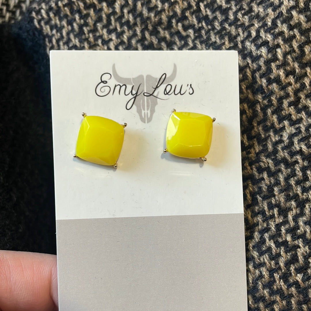 Yellow Square Studs