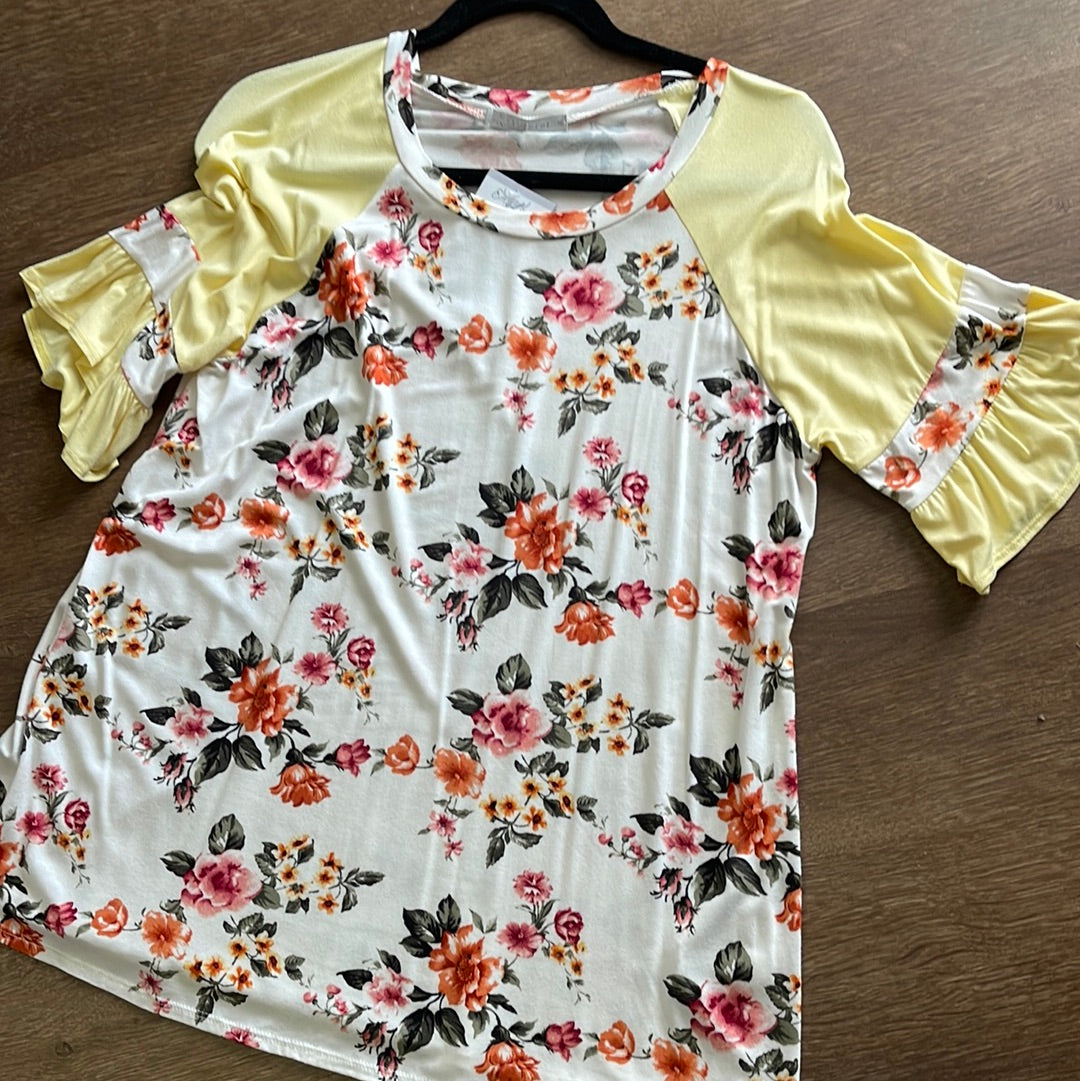 Yellow and White Floral Top